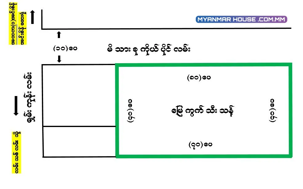  မြေကွက် သီးသန့် အရောင်း စိတ်ကြိုက်အဆောက်အဦဆောက်လိုသူအတွက်