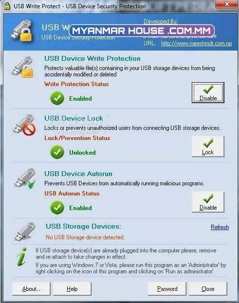 USB Write Protect ကိုသုံးမလား