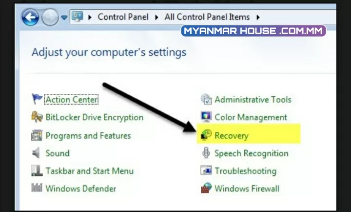 Control Panel ထဲက Recovery အကြောင်းအရာ အသုံးပြုနည်း